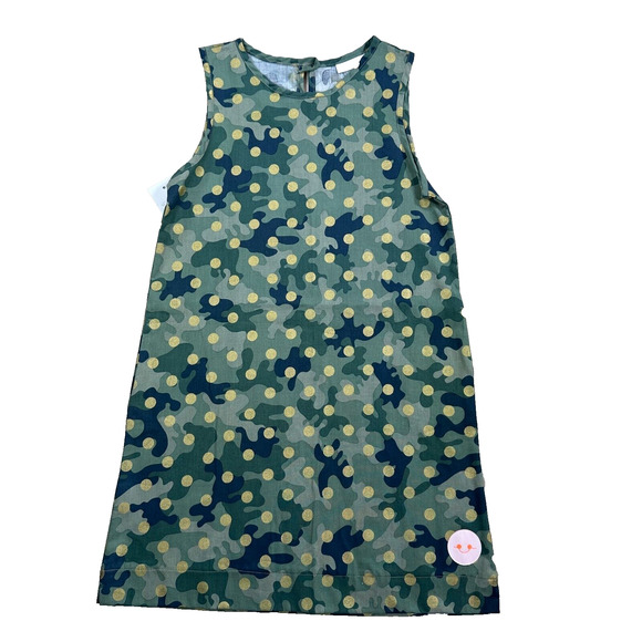 Smiling Button Girls Size 10 Green Camo Gold Polka Dot Tunic Dress New - Picture 1 of 8